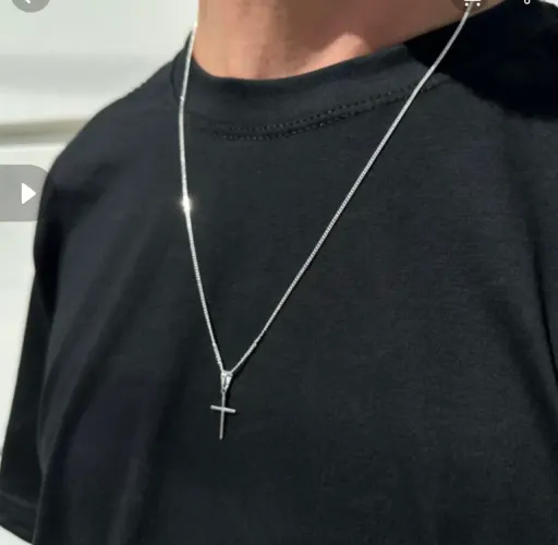 Corrente de Prata 925 + pingente Cruz