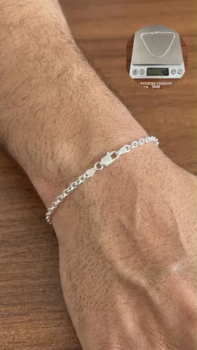 Pulseira masculina Cadeado 3mm em prata 925