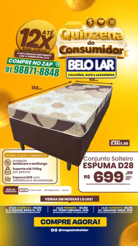 Cama Box Solteiro Espuma D28