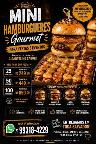 KIT MINI HAMBURGUER - ENCOMENDA BUFFET 