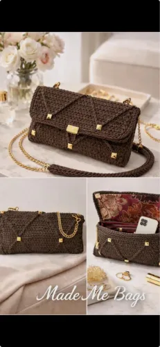 Bolsa em crochê com fio Náutico lindíssima, forrada criação Made Me Bags