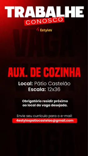 Vaga Auxiliar de cozinha.