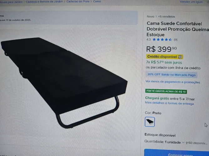 Cama solteiro confortável dobravel