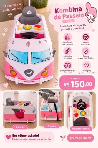 Kombina de Passeio Calesita My Melody Rosa com Haste - Ótimo Estado
