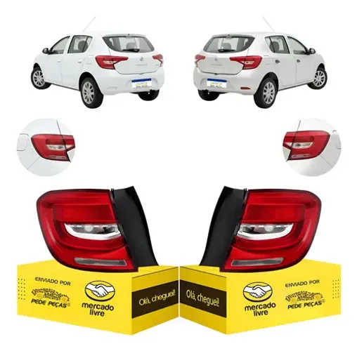 Par Lanternas Renault Sandero 2020 2021 2022 Canto C/led Ambos Lados Cristal