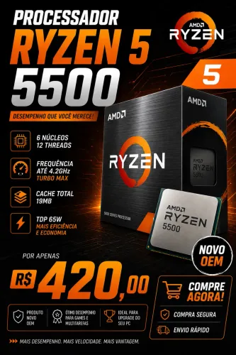 Ryzen 5 5500 Novo c/ 1 Ano de Garantia