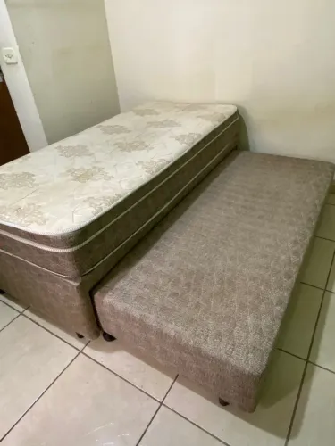 Bicama Box Solteiro com Cama Auxiliar + 2 Colchões
