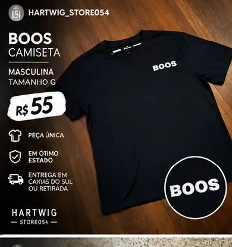 Camisa Boos Masculina Preta Tamanho G - R$55