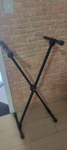Suporte para Teclado e Piano Doméstico, Altura Ajustável, Portátil em X Simples, Preto