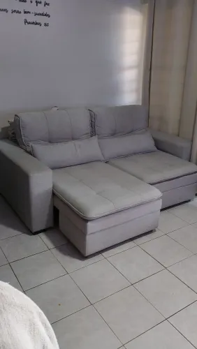 Sofá retrátil reclinável tecido linho