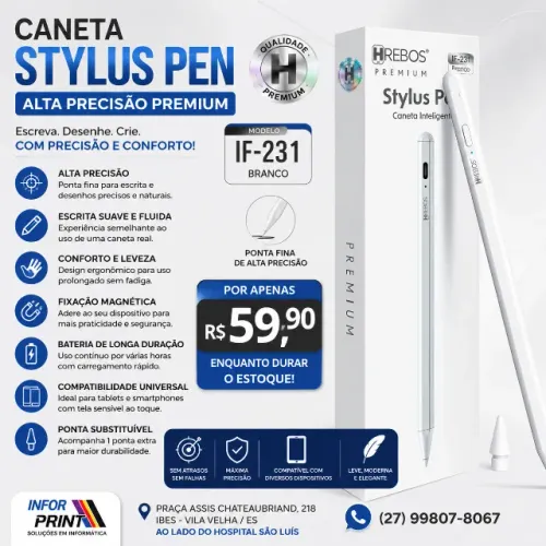 Caneta Stylus Pen Alta Precisão Premium P/ Tablet