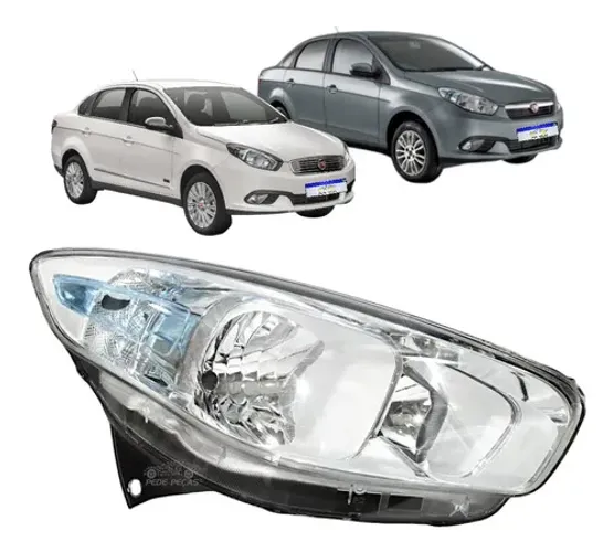Farol Fiat Grand Siena 2012 2013 2014 2015 A 2021 Cromado Ld Direito/passageiro