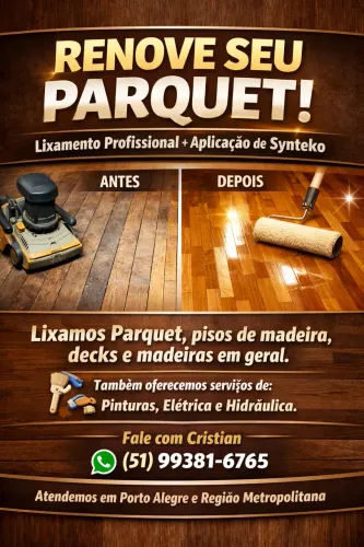 Lixamento de Parquet e aplicação de Synteko