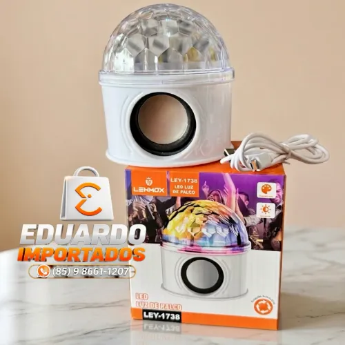 Mini Globo de Luz LED com Caixa de Som Bluetooth - Luz de Balada para Festa