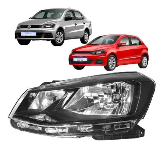 Farol Vw Gol Voyage G7 2017 2018 Friso Preto Le Novo Esquerdo