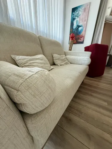 Sofá 2 lugares linho beje