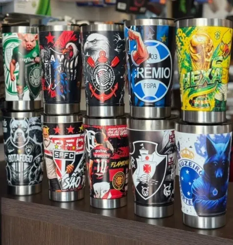 COPOS TERMICOS 473ML DE TIME COM TAMPA E ABRIDOR