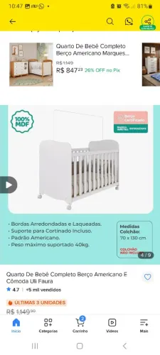 Berço usado poucas vezes ( com algumas marcas de uso )