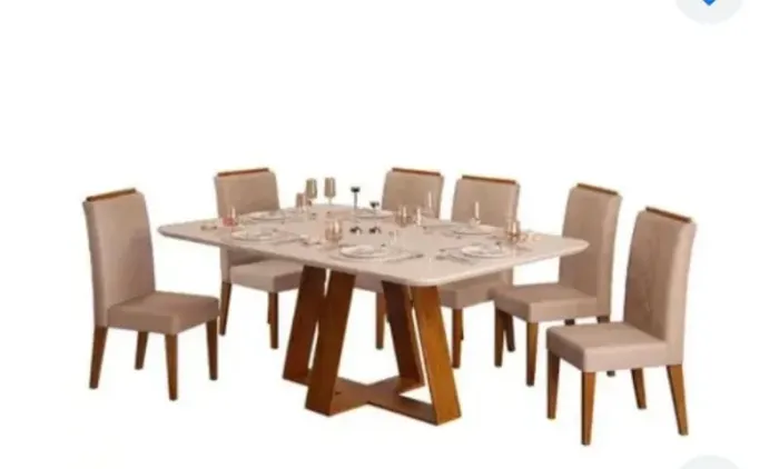 Mesa de janta com vidro retangular elegante pra sua sala !