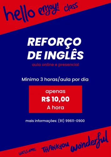 Aulas de reforço Inglês Básico