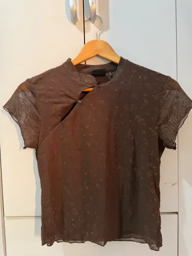 Blusa Tule Lefties Marrom Escuro