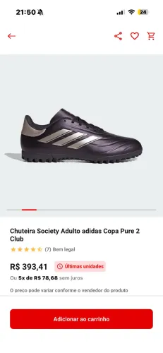 Chuteira Society Adidas Copa Purê 2 club TAM.41