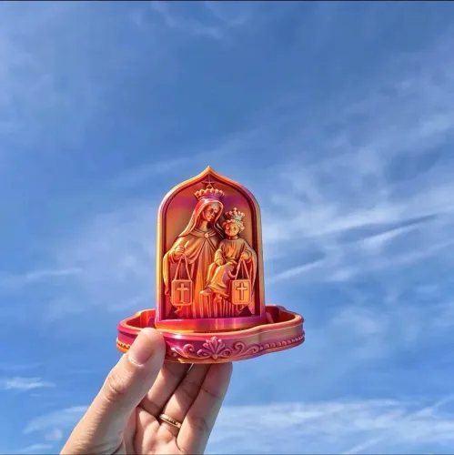 Porta Terço Nossa Senhora do Carmo 15 cm - Decoração Religiosa Exclusiva