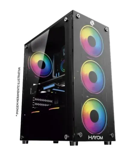 Gabinete Gamer Mid Tower Hayom GB1749 ATX Vidro Temperado 4 Fans