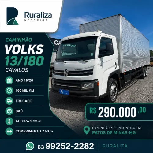 VW 13.180 Trucado com Baú - Ano 19/20 | 190 Mil Km