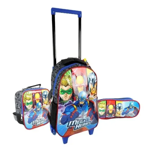 Kit mochila 3 peças heróis 