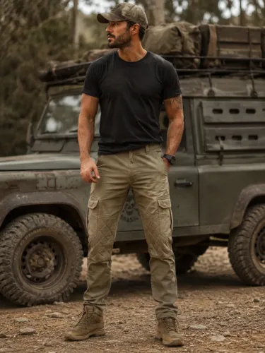 Calça Tática Ripstop Cargo Bege Masculina - Tam. 42/44