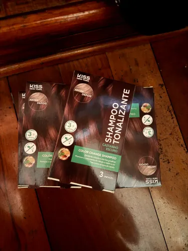 Kit 5 shampoos  tonalizante Kiss new york castanho escuro 