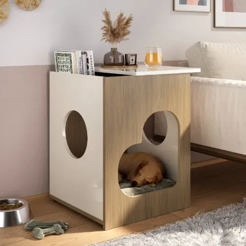 Mesa com Espaço Pet para Sala e Cama | Love Coração | Pronta Entrega