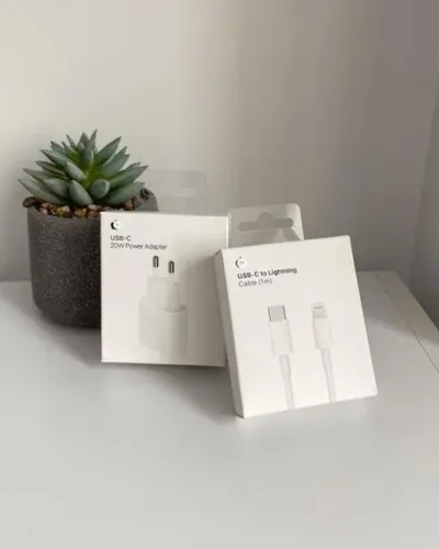 Carregador 20W + Cabo USB-C Lightning 1 Metro - Compatível iPhone