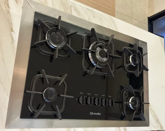 Cooktop Mueller 5 Bocas Preto Com Queimador Tripla Chama
