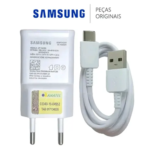 Carregador Turbo Samsung 15w Original Fonte + Cabo Usb C Galaxy A16 A15 A14 A06
