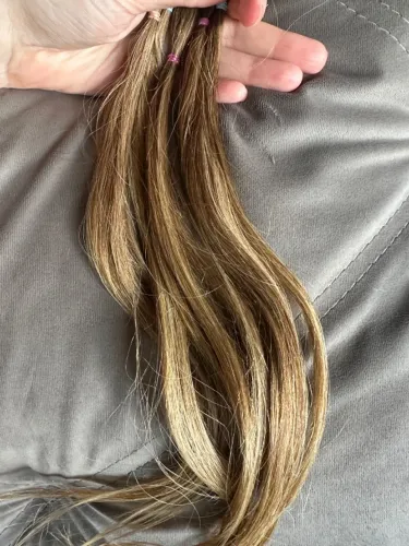 Mega Hair Faixa - Cabelo Humano 45 cm com Mechas Douradas