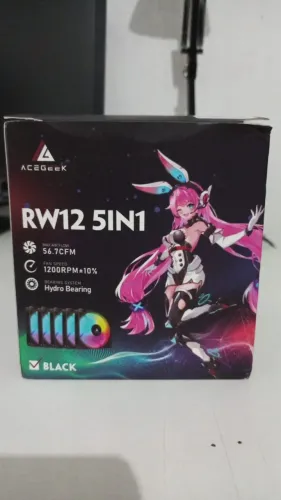 Kit Ventoinhas Acegeek RW12 5x1, Rainbow, 5x120mm, Preto - Produto Novo