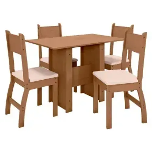 Mesa de Jantar Milano com 4 Cadeiras Carvalho/Savana Novo! 