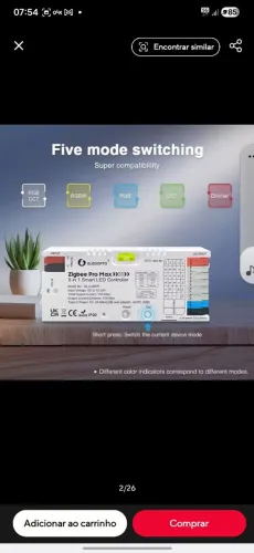 Controladora Zigbee 5 em 1 Gledopto Pro+ 20A | RGB/RGBW/RGBCCT | Alexa e Tuya