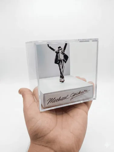 Cubo Diorama Michael Jackson Rei do Pop Artesanal Decorativo Colecionável  Descrição: