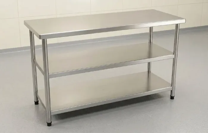 Bancada Em Aço Inox 1,40m x 0,60m Com Prateleira
