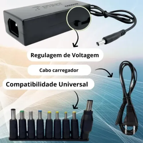 Carregador Notebook Laptop Universal 12V a 24V 9 conectores ATF 130