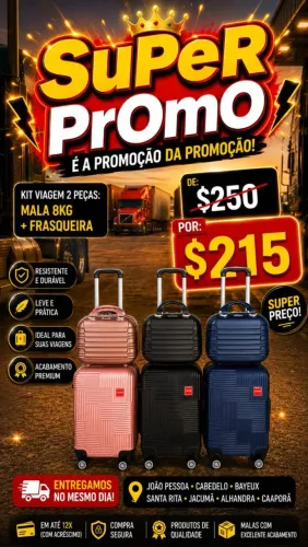 Kit de mala com 2 peças: frasqueira + mala 8kg