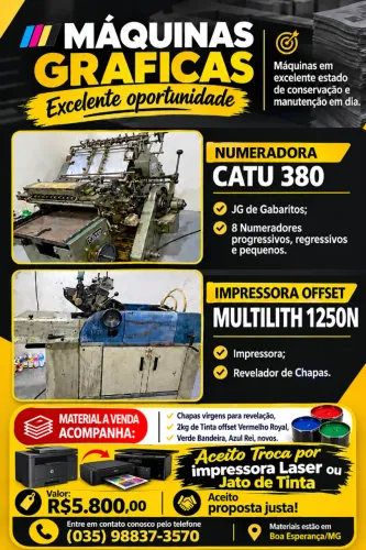 MÁQUINAS GRÁFICAS - EXCELENTE OPORTUNIDADE