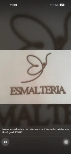 Logo Esmalteria e borboleta em mdf tamanho médio