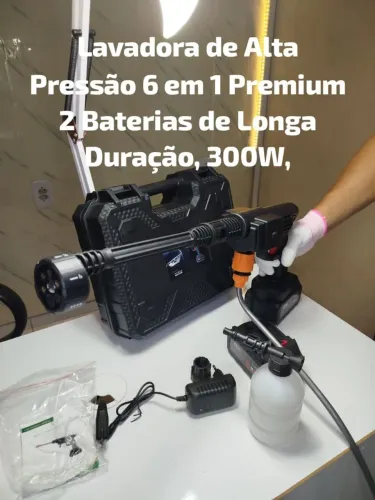 Lavadora de Alta Pressão 6 em 1 Premium - 2 Bateria de Longa Duração, 300W,