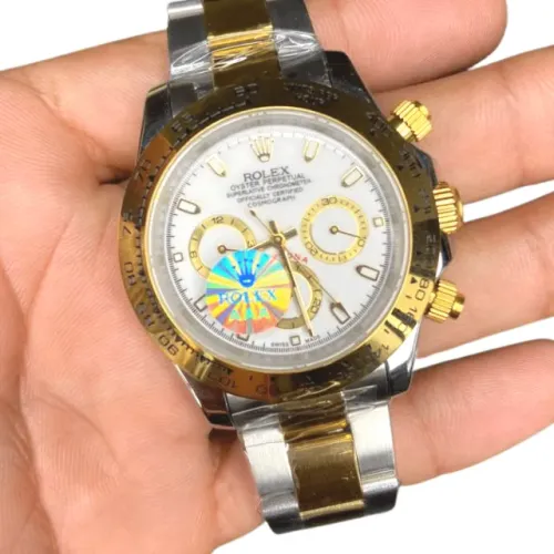 Rolex Daytona Rainbow Dourado Mostrador Preto Automático Premium