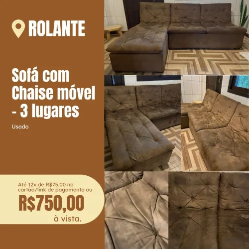 Sofá 3 Lugares com Chaise Móvel