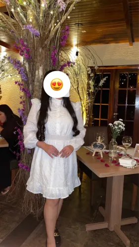 Vestido Lese Branco/ Estilo Camponesa manga longa